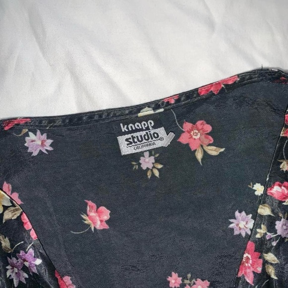 Vintage 90s Y2K Satin Floral Mini Dress Size S - Picture 8 of 8